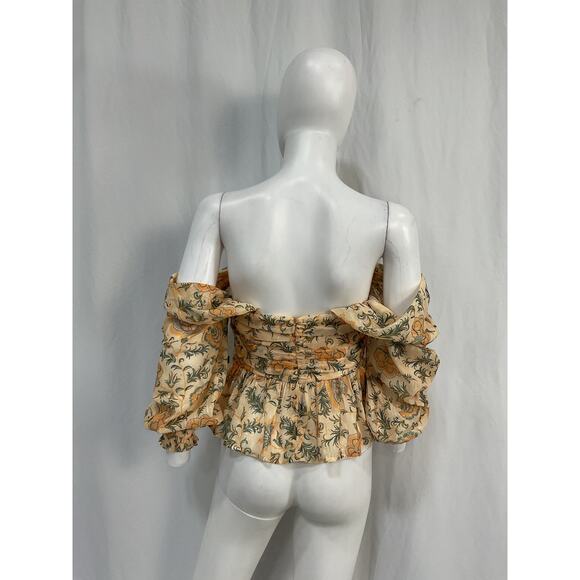 House Of Harlow 1960 'Sofia' Tan Poly Richie Burna Blouse Size S - NWT - Picture 3 of 5